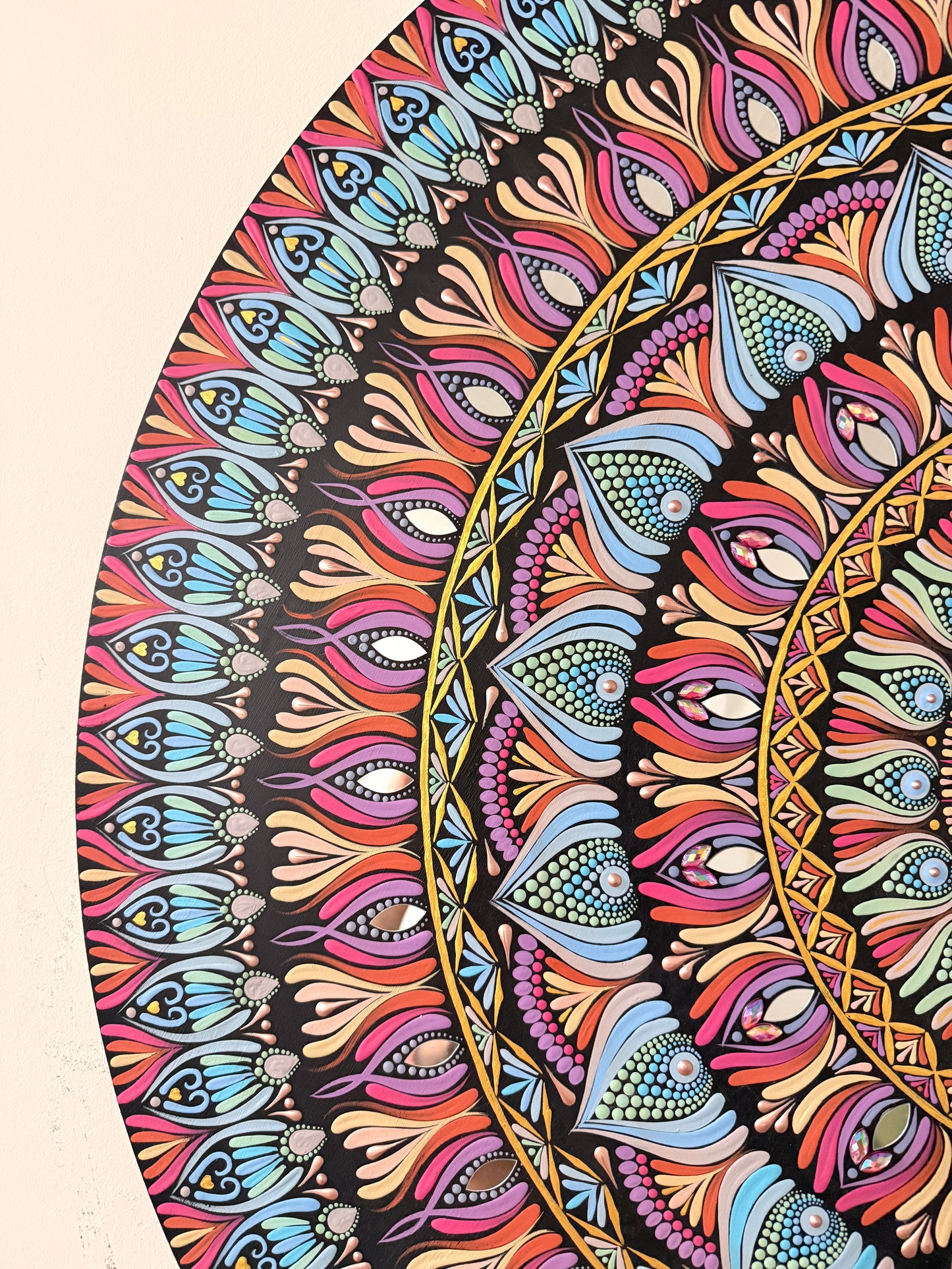 36 Inch Hand Painted Mandala - Shoreline Bloom