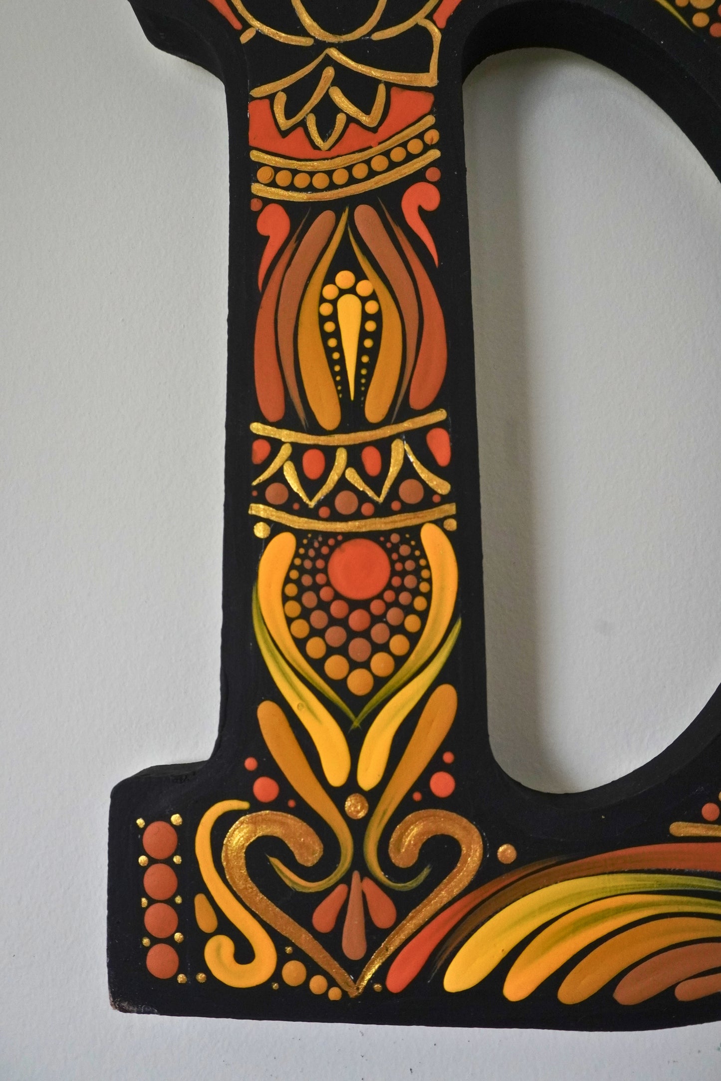 Handpainted Wooden Mandala Letter | Personalized Initial Wall Decor | Boho Ethnic Art | Personalized Wooden Alphabets