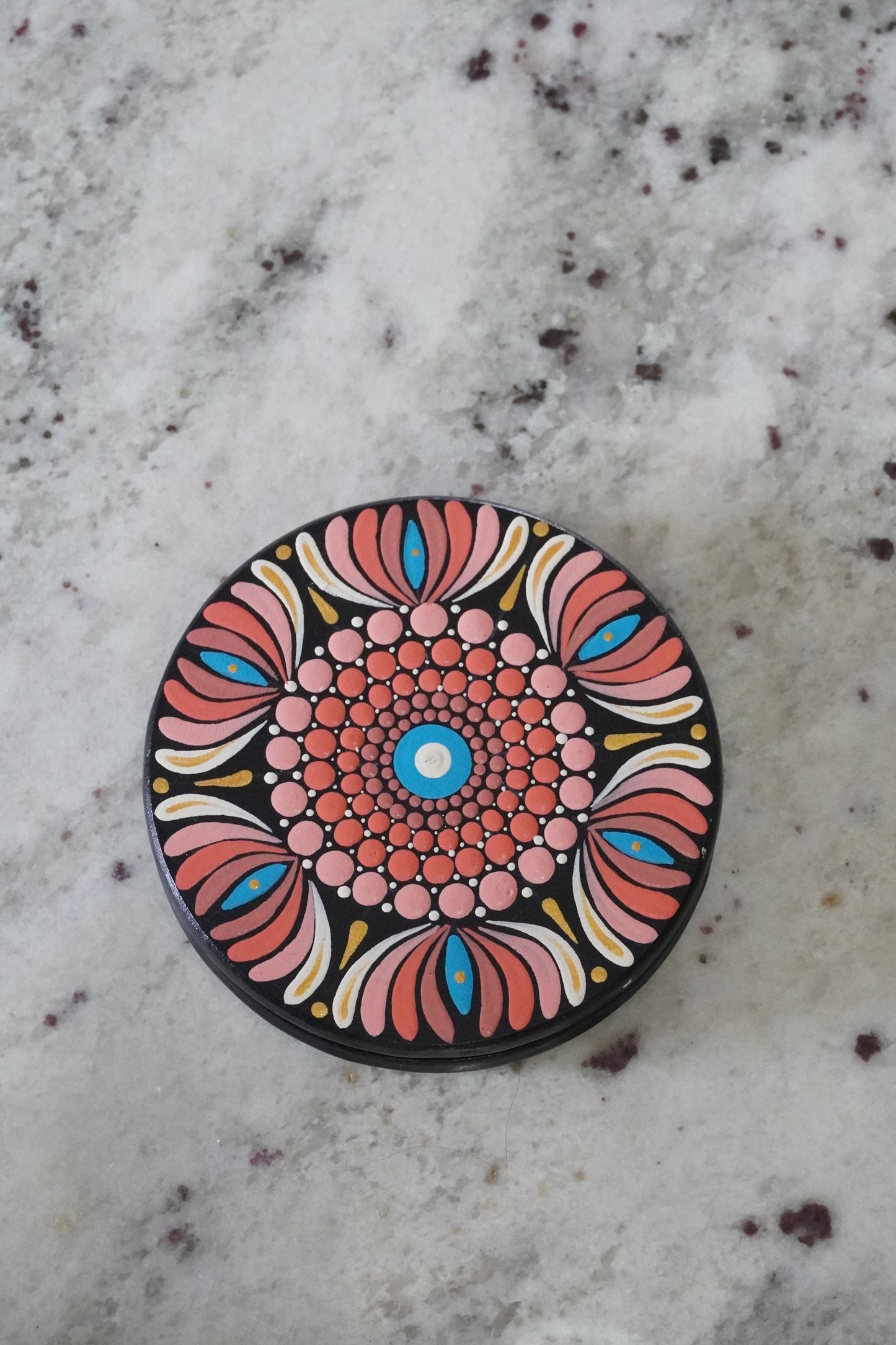 Hand-Painted Mandala Coaster Set - Set of 4