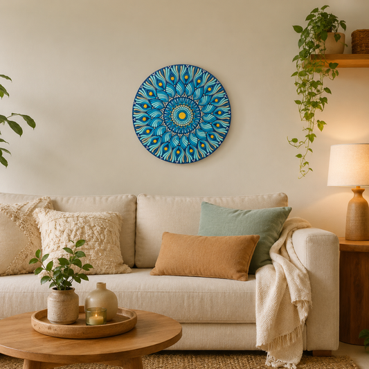 12 Inch Hand Painted Mandala - Oceanic Bloom