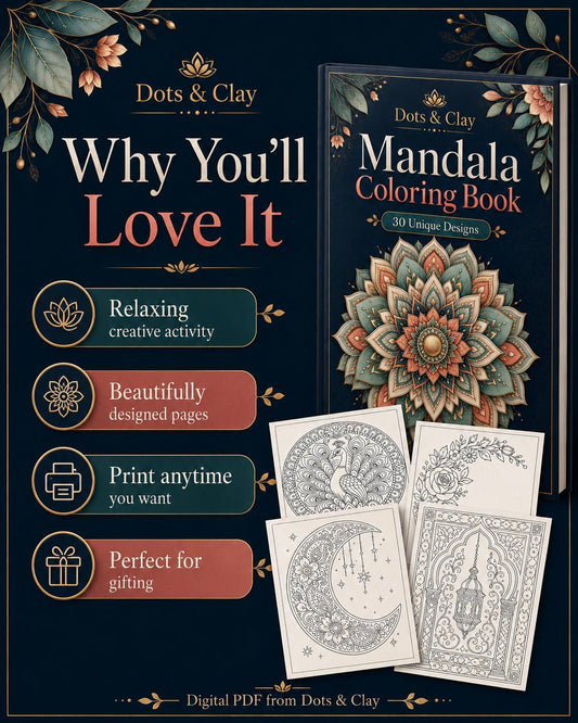 Mandala Coloring Book PDF, 30 Unique Designs, Mindful Relaxation Art (Digital Download)