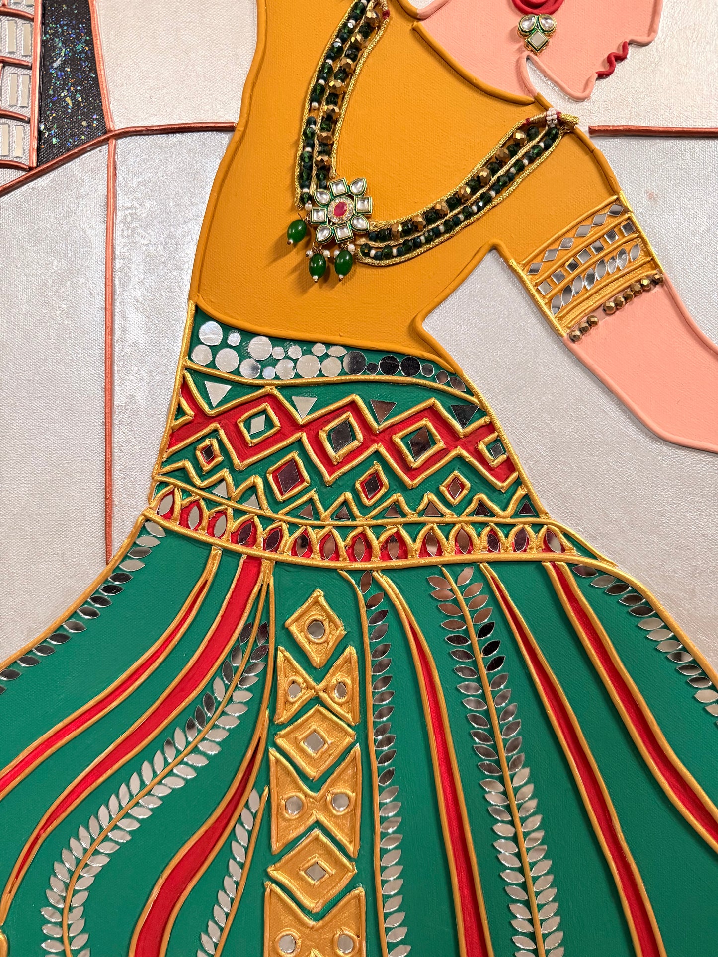 Handmade Lippan Art: Taj Mahal Inspired Clay and Mirror Painting