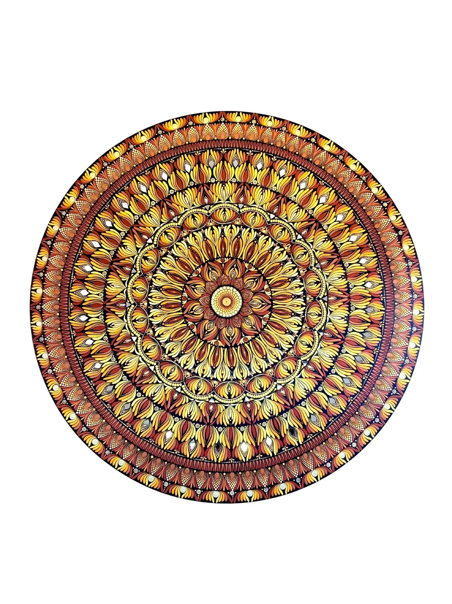 36 Inch Hand Painted Mandala - Surya Pushpa