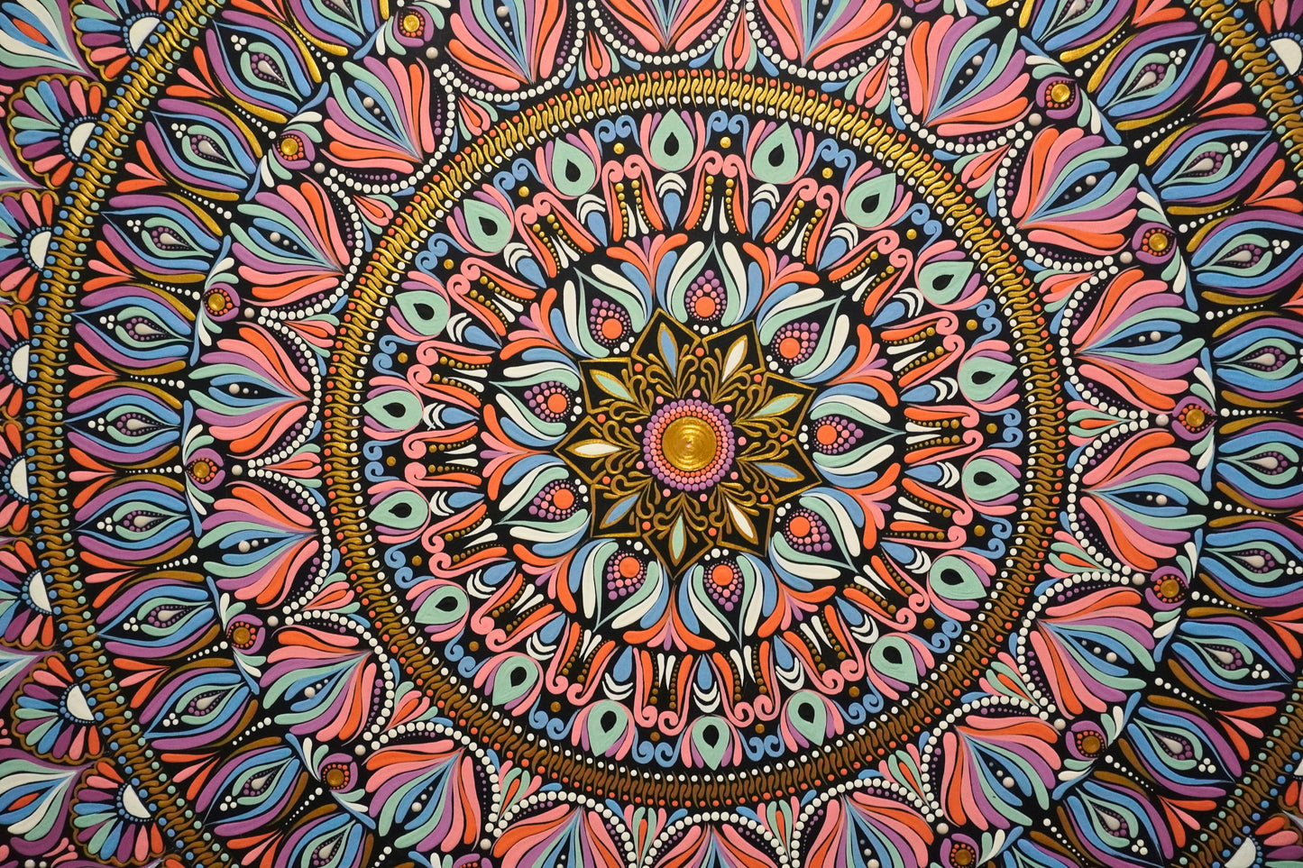 Cosmic Mandala | Hand-Painted Statement Artwork Rectangle (48” x 22")