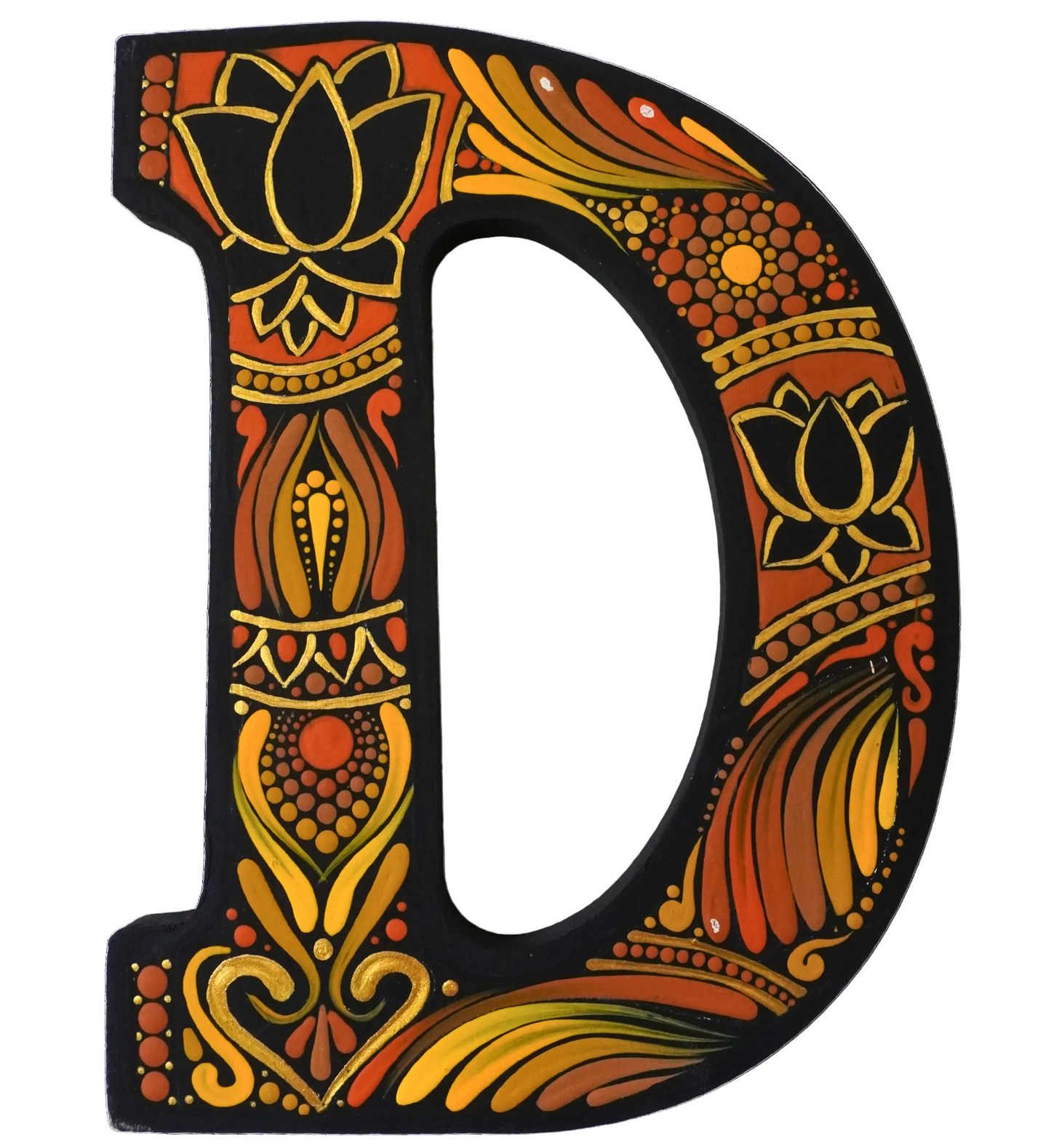 Handpainted Wooden Mandala Letter | Personalized Initial Wall Decor | Boho Ethnic Art | Personalized Wooden Alphabets