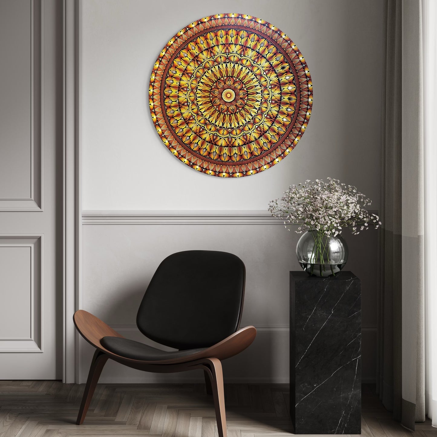 36 Inch Hand Painted Mandala - Surya Pushpa