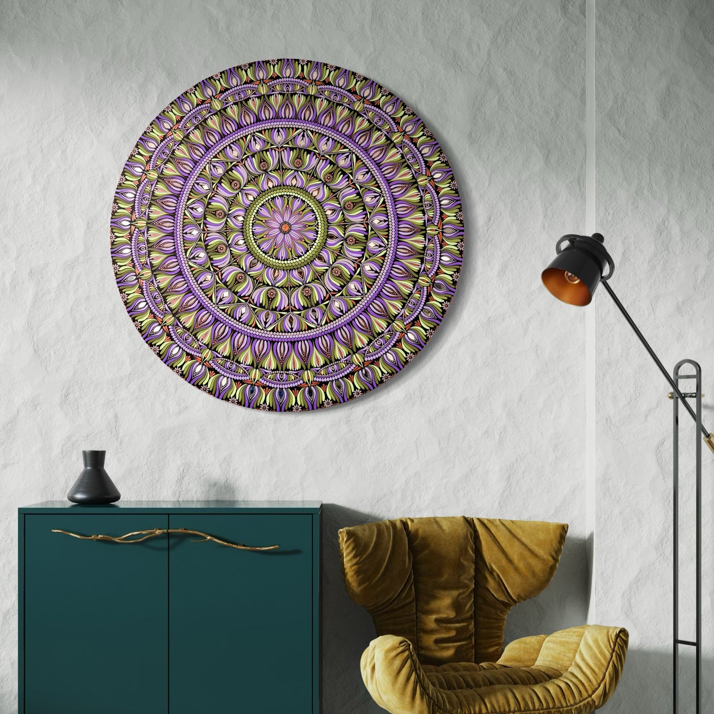 36 Inch Mandala - Hand Painted Celestial Orchid