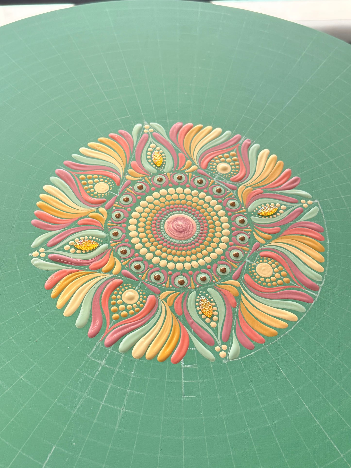 Quiet Bloom - 18 Inch Hand Painted Mandala