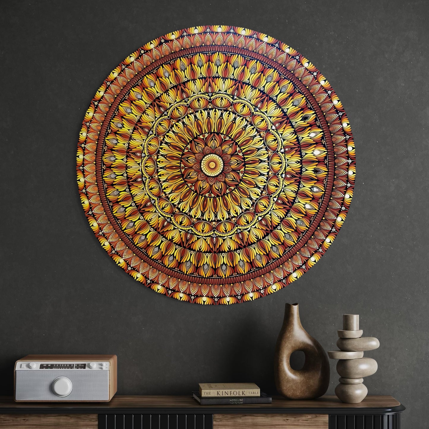 36 Inch Hand Painted Mandala - Surya Pushpa