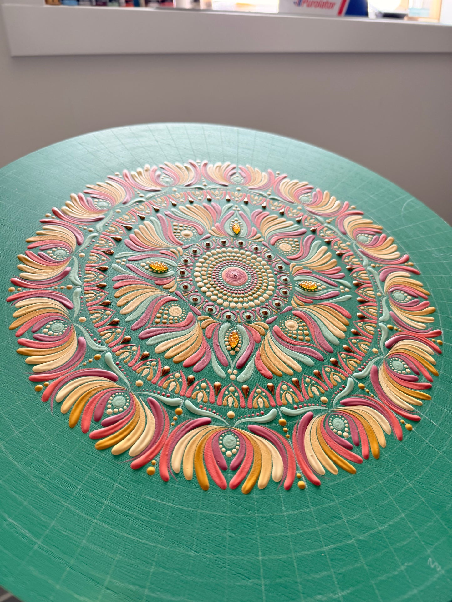 Quiet Bloom - 18 Inch Hand Painted Mandala
