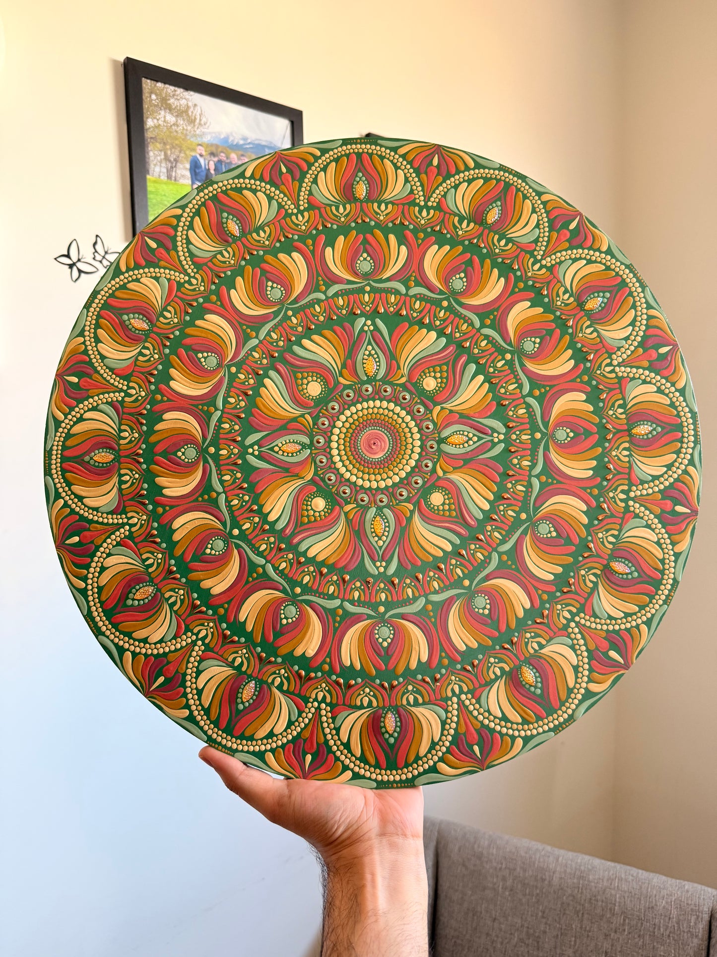 Quiet Bloom - 18 Inch Hand Painted Mandala
