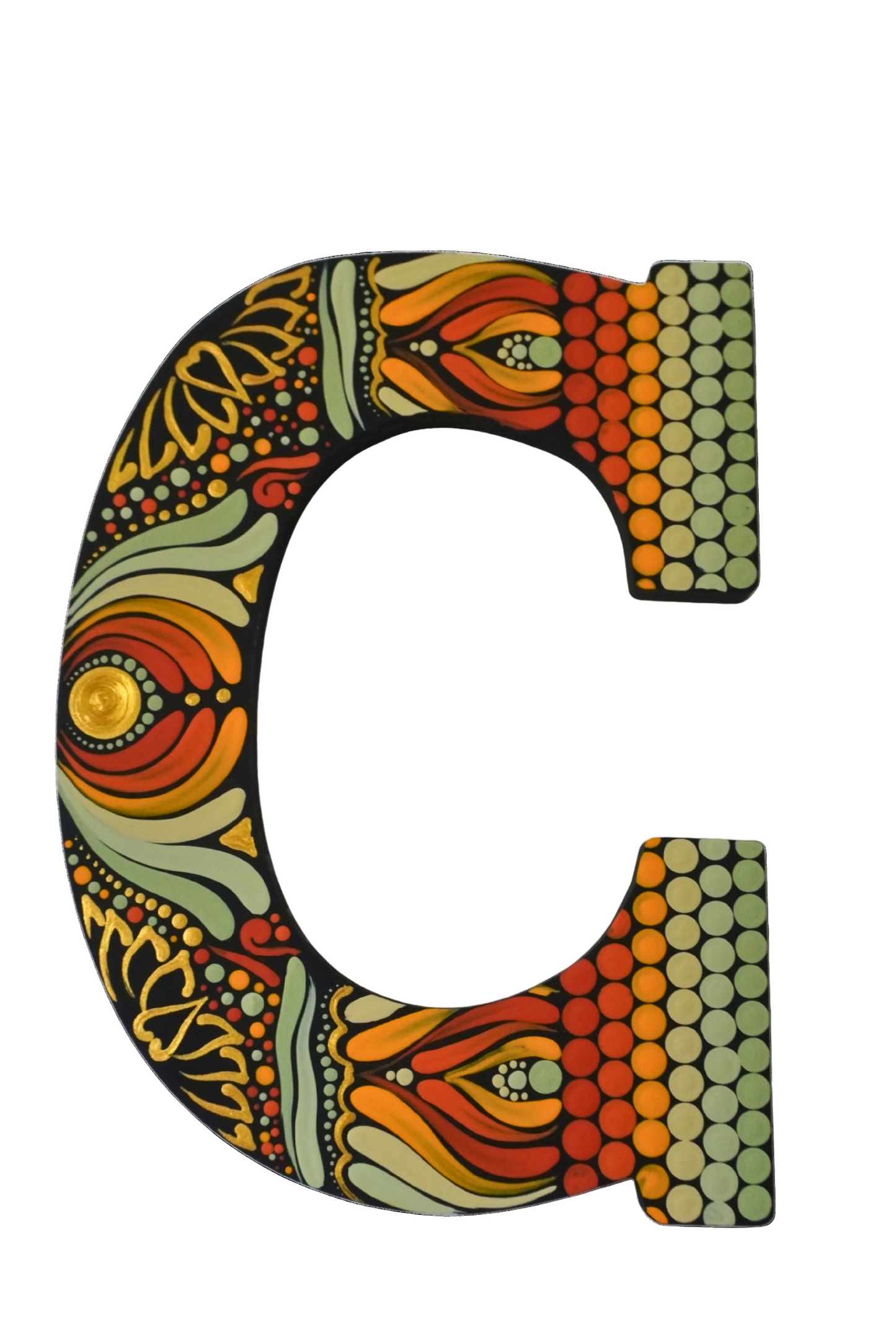 Handpainted Wooden Mandala Letter | Personalized Initial Wall Decor | Boho Ethnic Art | Personalized Wooden Alphabets
