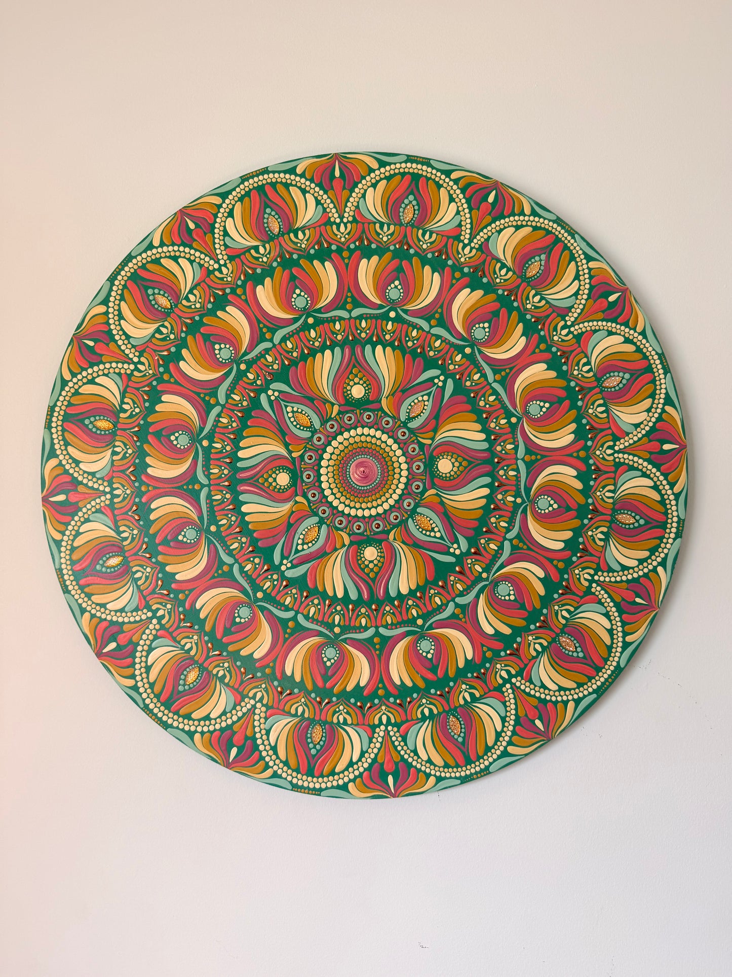 Quiet Bloom - 18 Inch Hand Painted Mandala