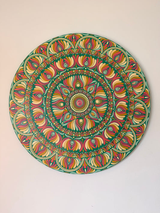 Quiet Bloom - 18 Inch Hand Painted Mandala