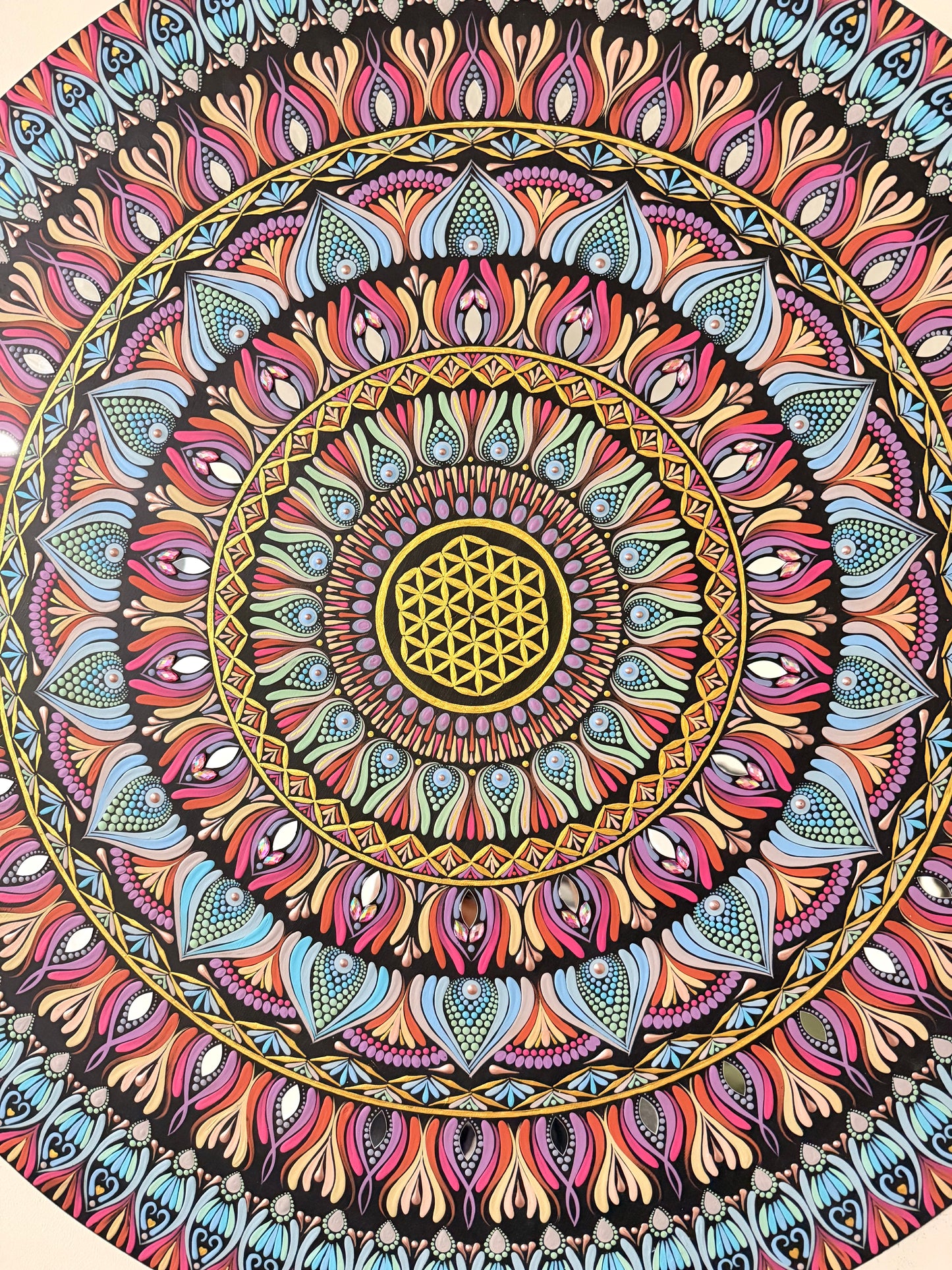 36 Inch Hand Painted Mandala - Shoreline Bloom