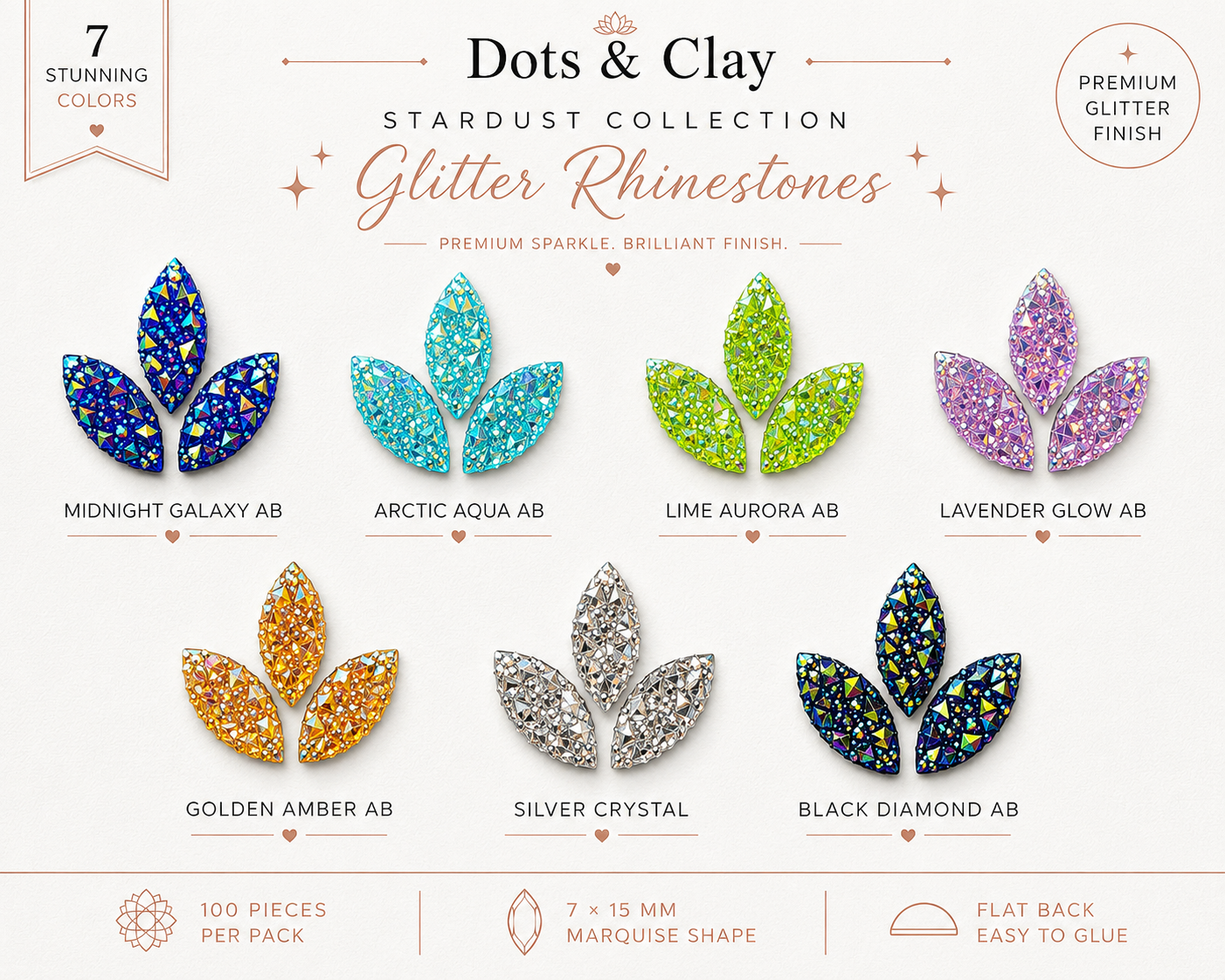 100pcs Flatback Horse Eye Rhinestones | 7x15mm Glitter Rhinestones | Mandala Painting | Lippan Art | Resin Crafts | DIY Decor