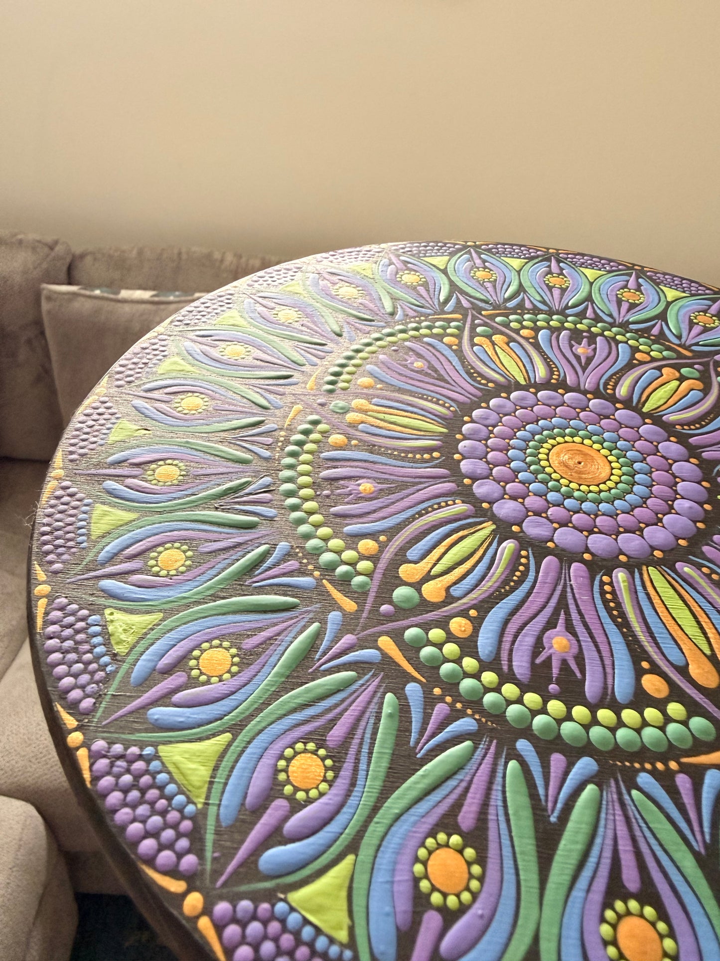 11 Inch Hand Painted Mandala - Celestial Peacock