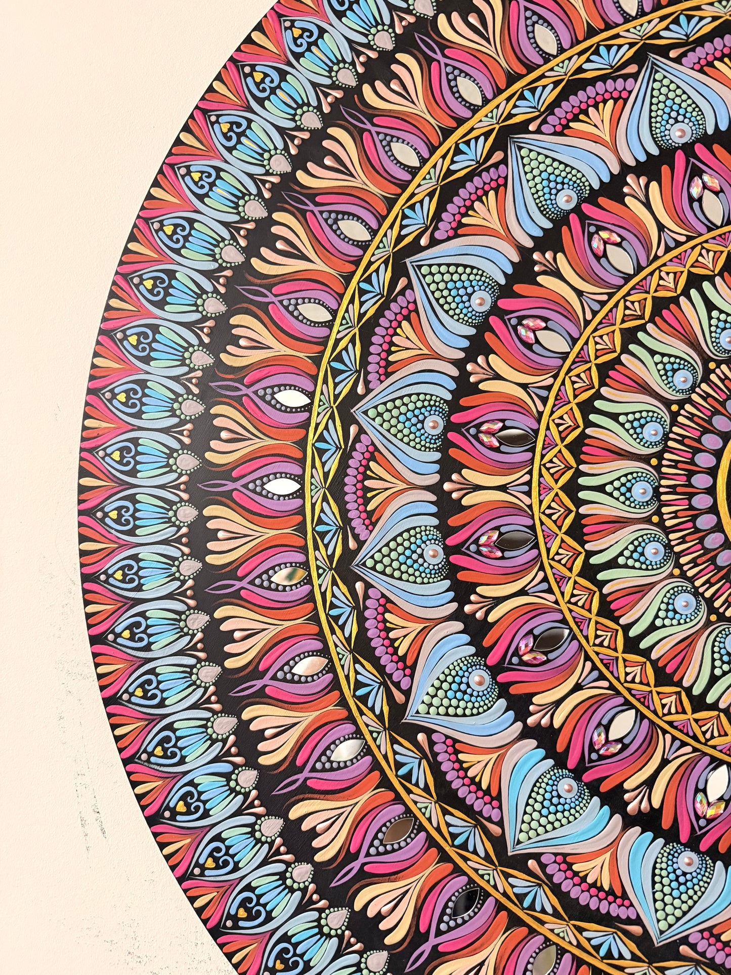 36 Inch Hand Painted Mandala - Shoreline Bloom
