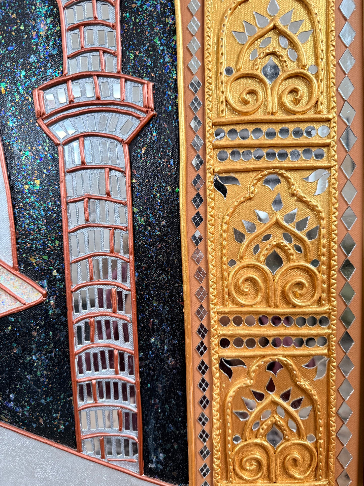 Handmade Lippan Art: Taj Mahal Inspired Clay and Mirror Painting