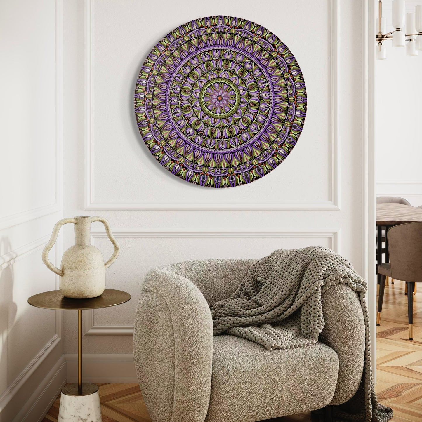 36 Inch Mandala - Hand Painted Celestial Orchid