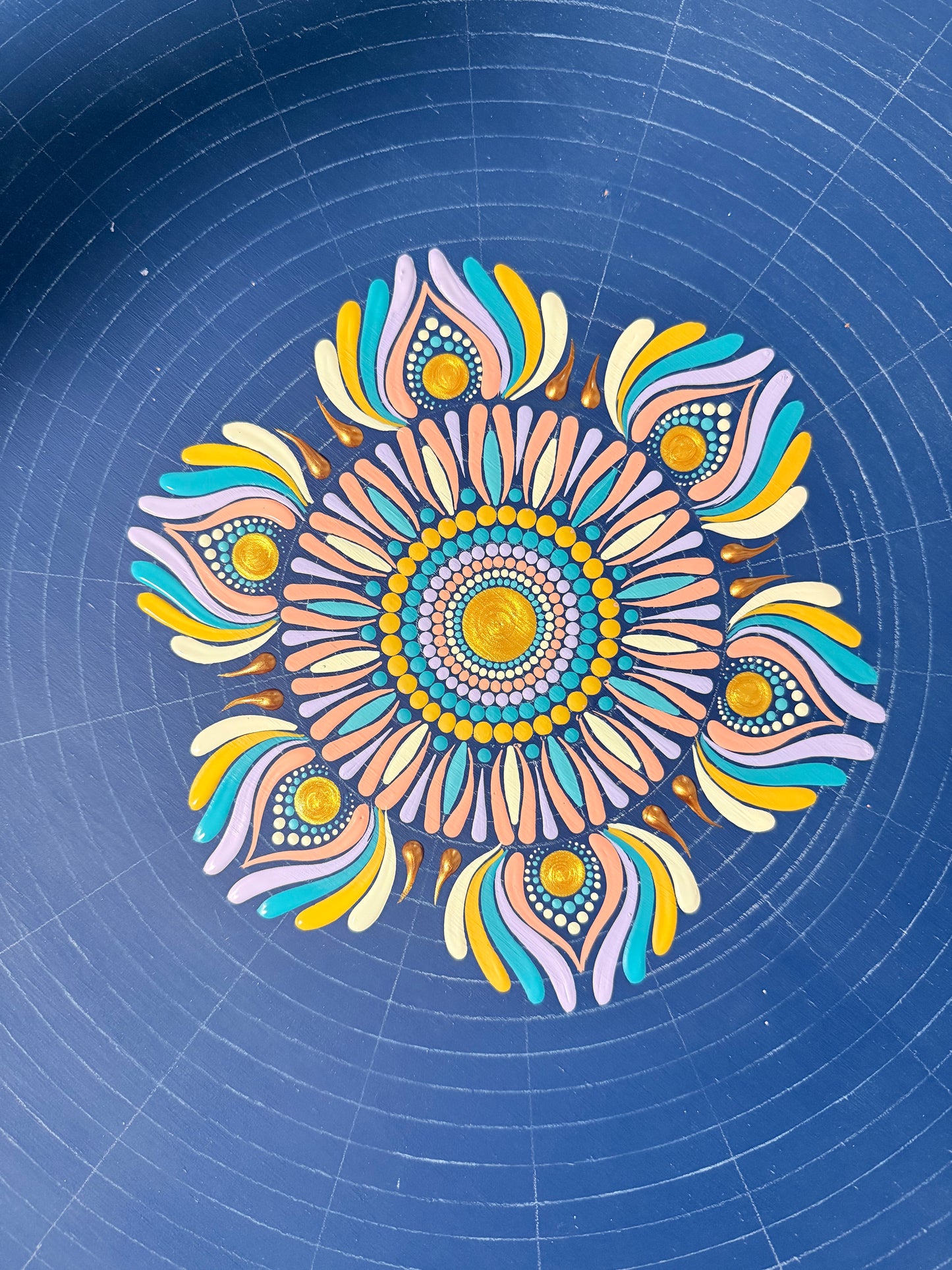 Indigo Enpress - 18 Inch Hand Painted Mandala