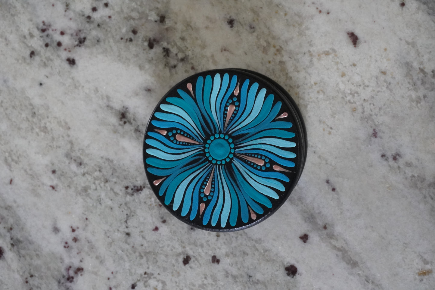 Hand-Painted Ocean Blues Mandala Coaster Set - Set of 4