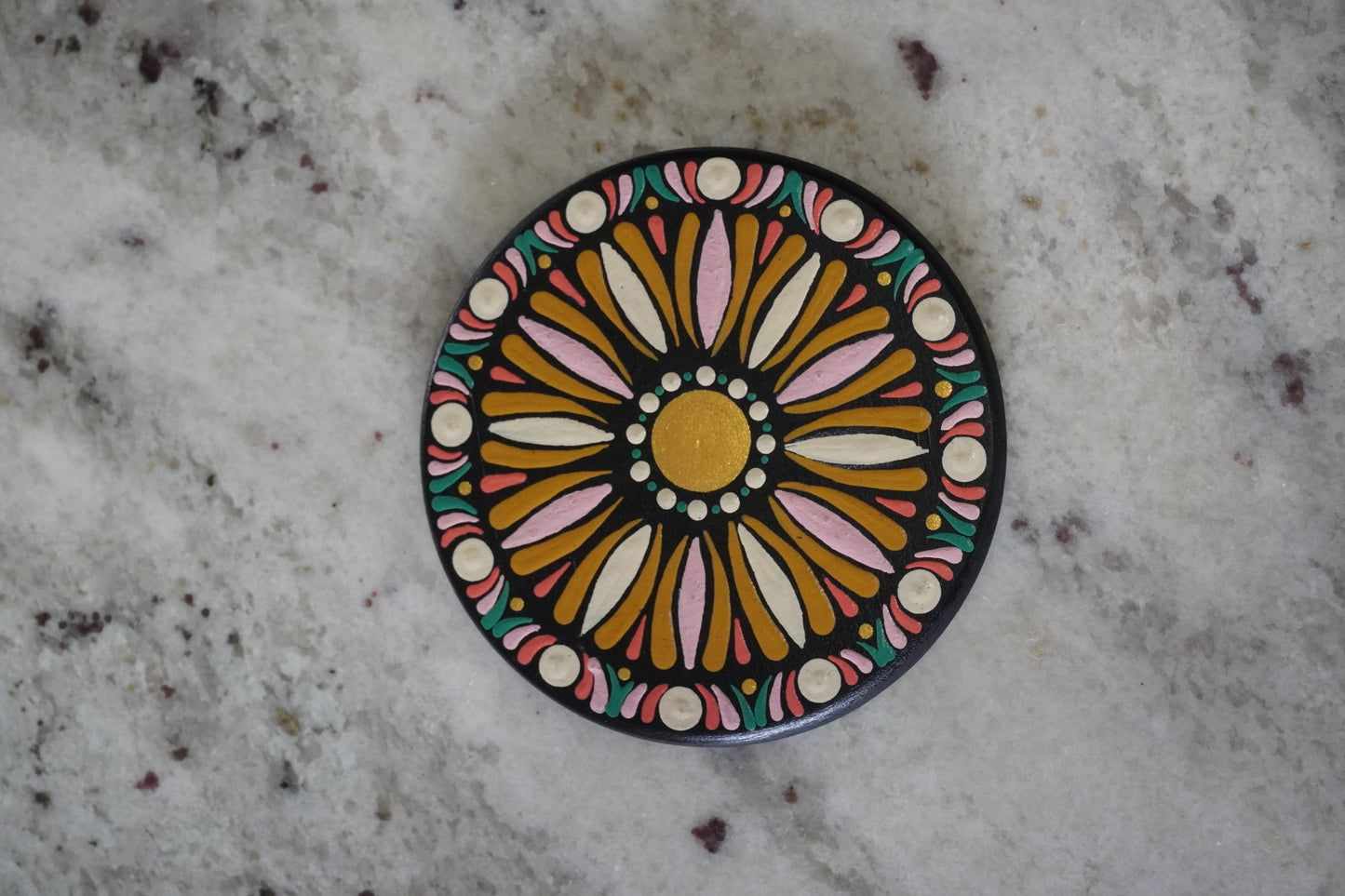 Hand-Painted Bloom Mandala Coaster Set - Set of 5