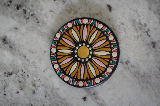 Hand-Painted Bloom Mandala Coaster Set - Set of 5