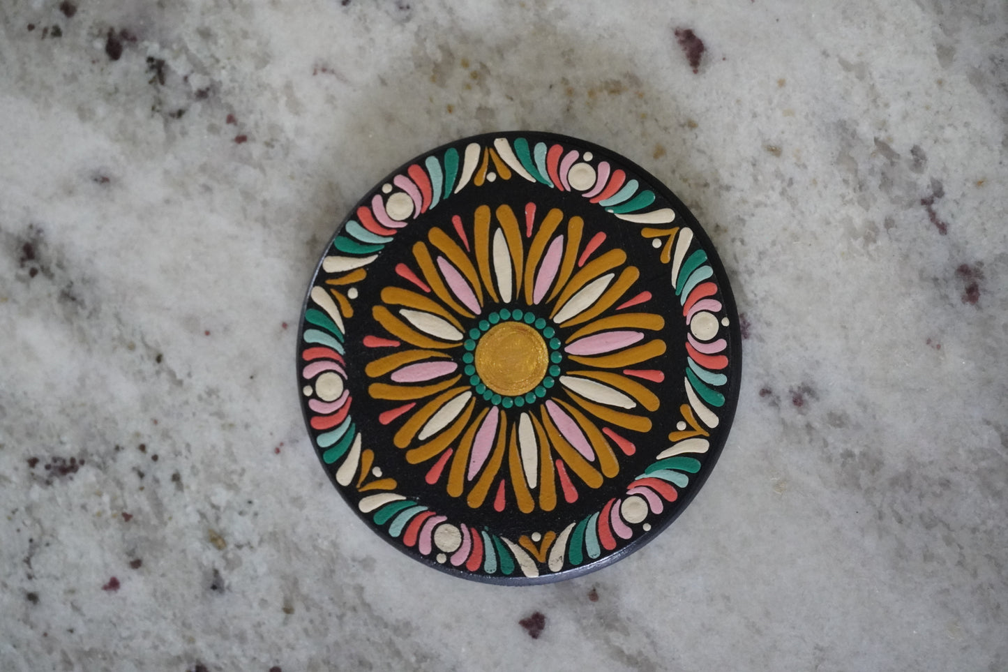 Hand-Painted Bloom Mandala Coaster Set - Set of 5