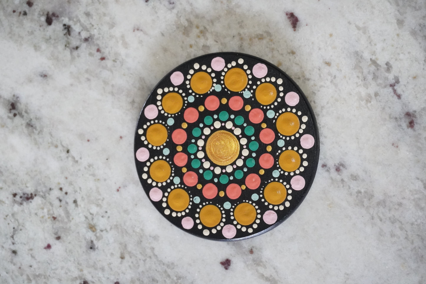Hand-Painted Bloom Mandala Coaster Set - Set of 5