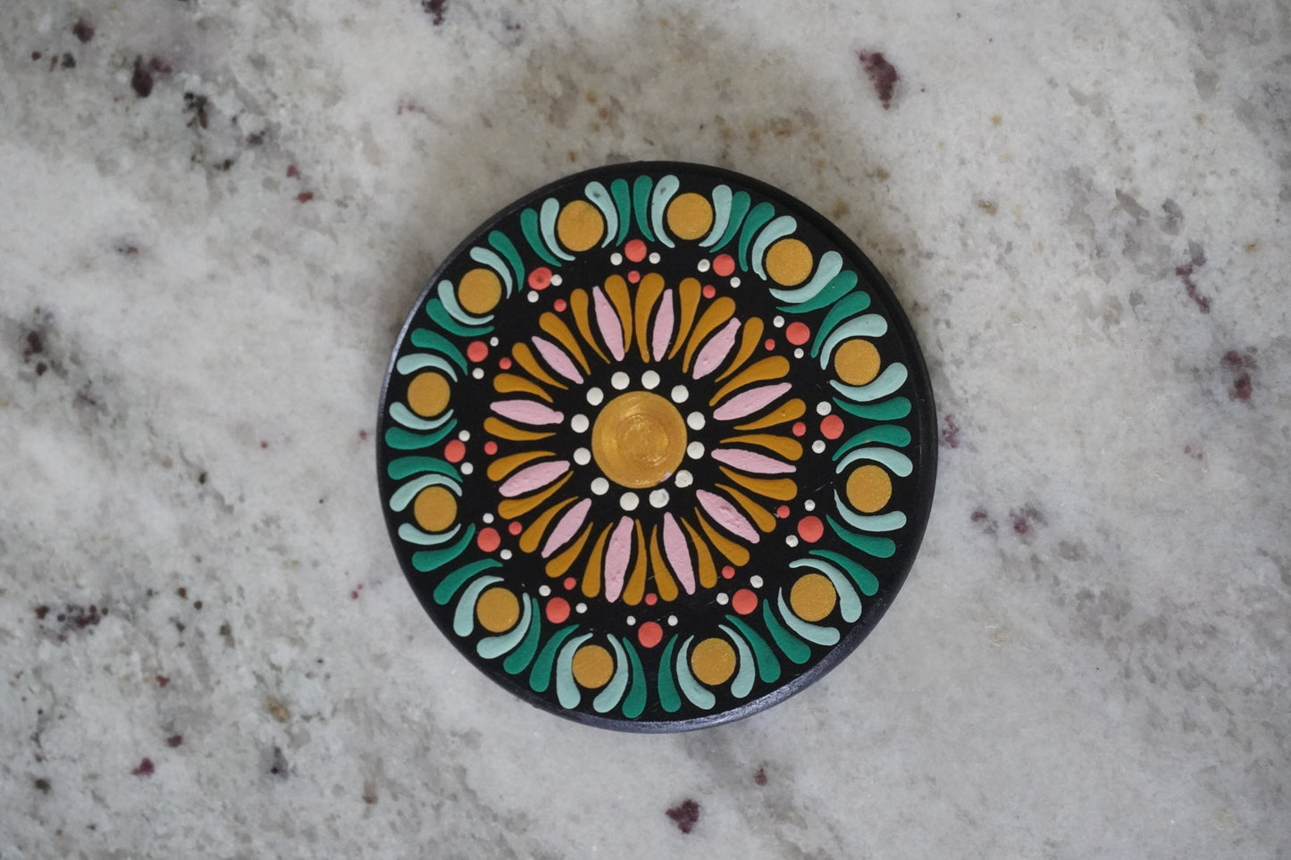 Hand-Painted Bloom Mandala Coaster Set - Set of 5