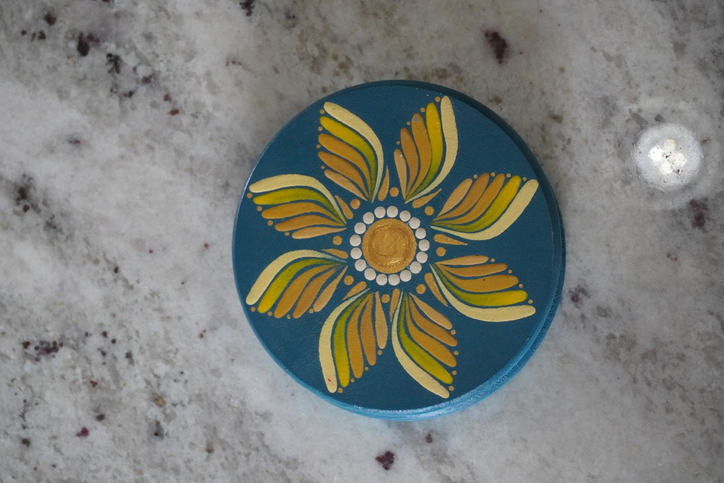 Hand-Painted Spring Mandala Coaster Set - Set of 2