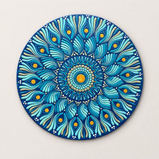 12 Inch Hand Painted Mandala - Oceanic Bloom