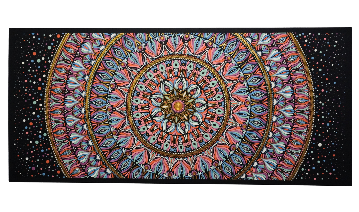 Cosmic Mandala | Hand-Painted Statement Artwork Rectangle (48” x 22")