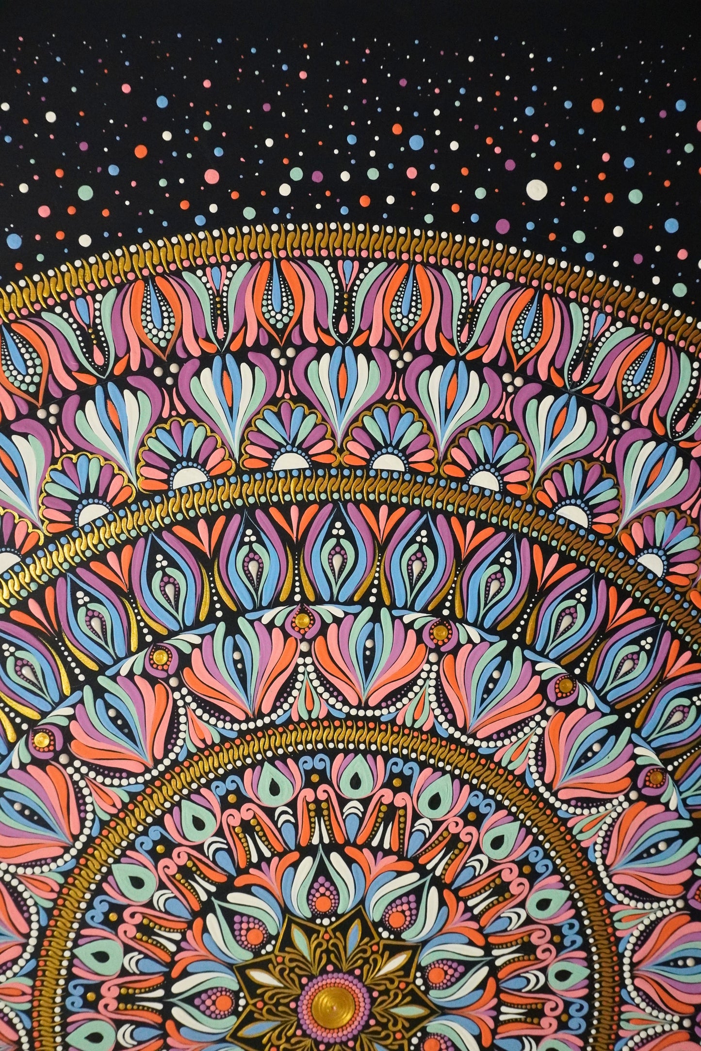 Cosmic Mandala | Hand-Painted Statement Artwork Rectangle (48” x 22")