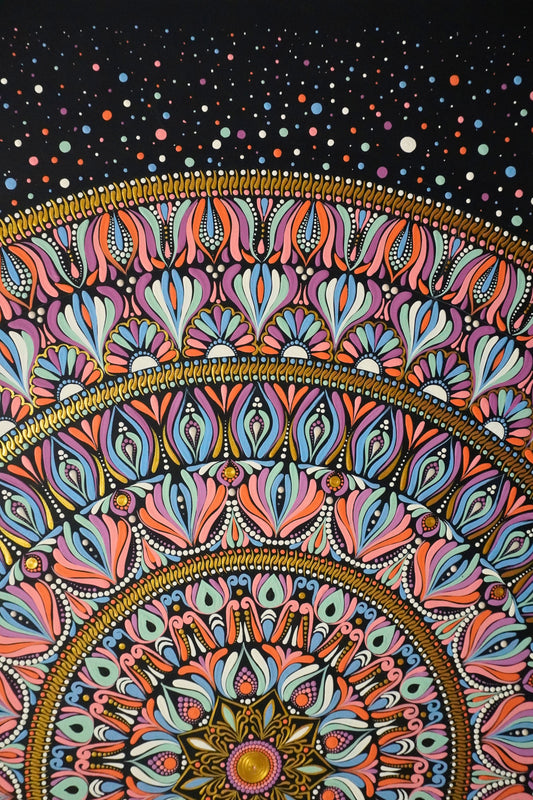 Cosmic Mandala | Hand-Painted Statement Artwork Rectangle (48” x 22")