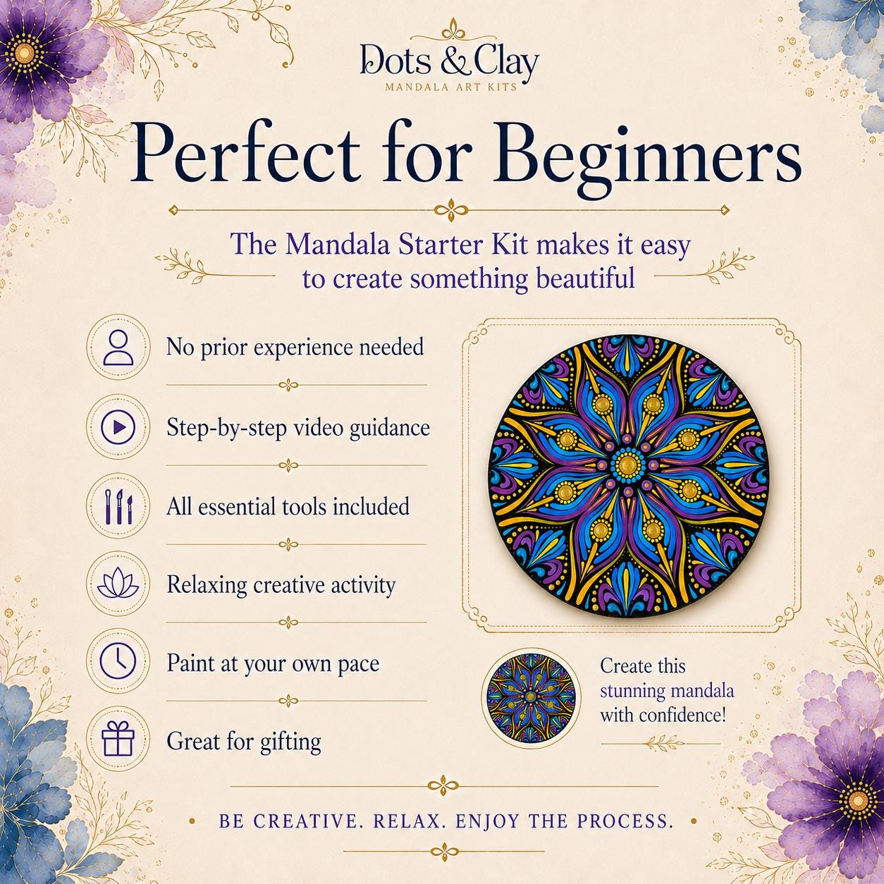 Mandala Starter Kit | Beginner Dot Art Painting with Video Tutorials