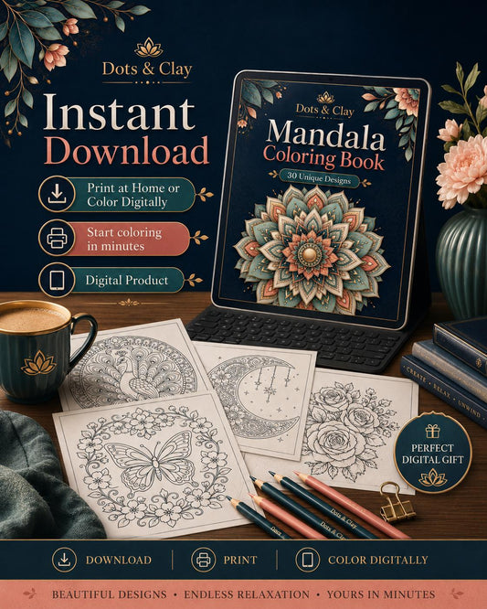 Mandala Coloring Book PDF, 30 Unique Designs, Mindful Relaxation Art (Digital Download)