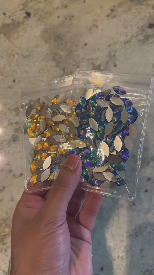 100pcs Flatback Horse Eye Rhinestones | 7x15mm Shell Rhinestones | Mandala Painting | Lippan Art | Resin Crafts | DIY Decor